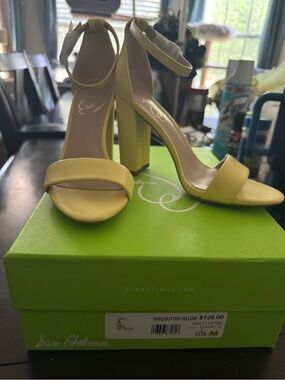 Sam Edelman Yaro Yellow Block Heel Ankle-Strap Sandals